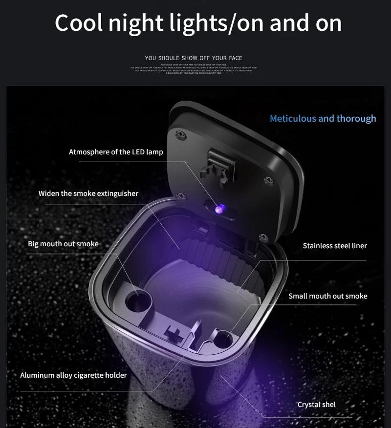 High-Grade Car Ashtray With Led Lights With Logo Creative Personality For Mitsubishi Asx Lancer Outlander Pajero Ralliart