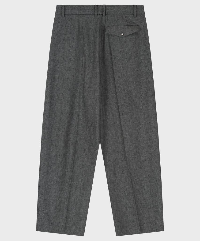 NOIRER Herringbone Two-Tuck Slouchy Slacks (Gray)