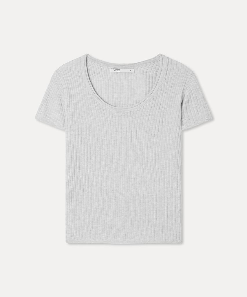 MIXXO Scoop Neck See-Through Short Sleeve Knit Re Kag51Ss_Miwkag71Qs