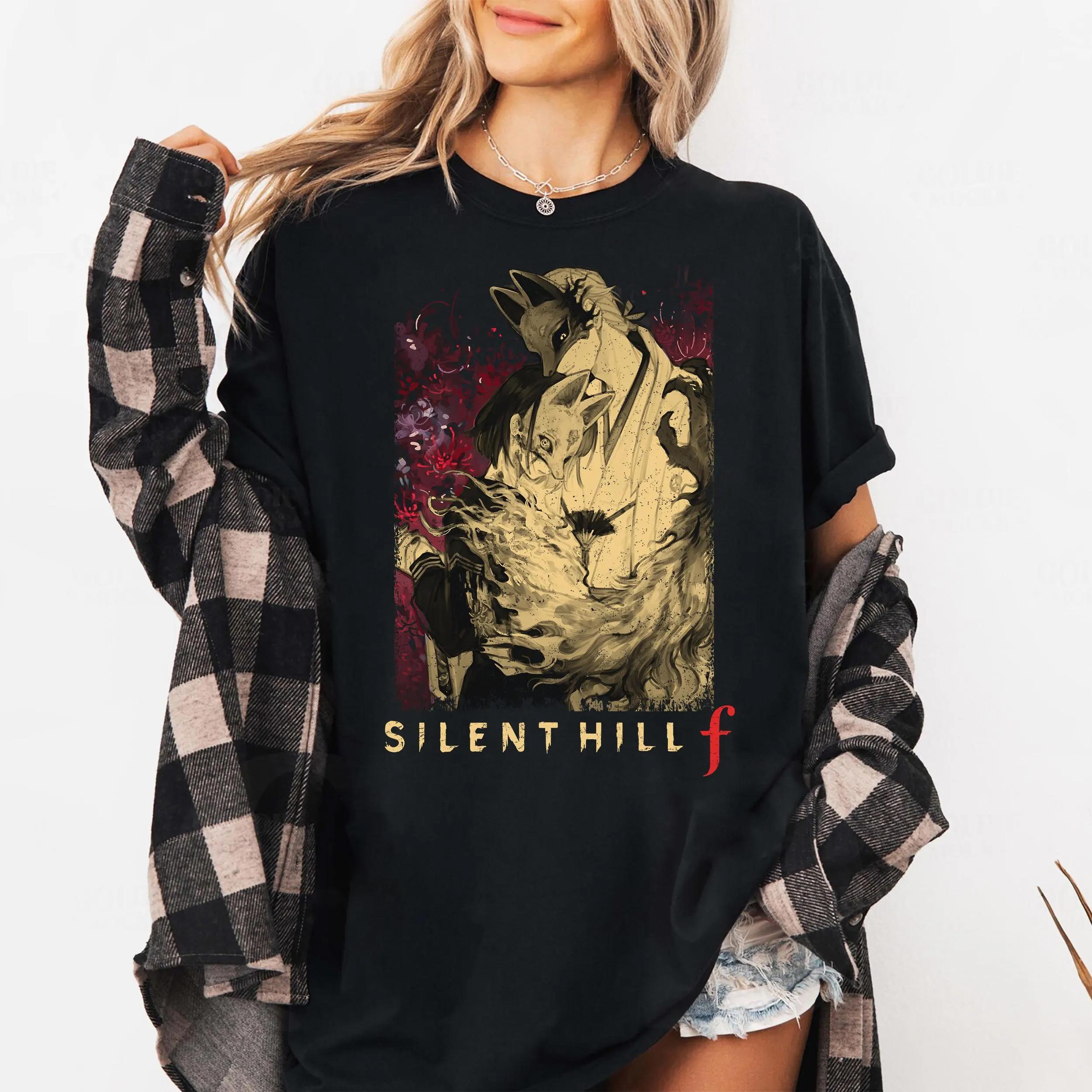 

Plus Size Summer Womens Vintage Fox Mask Hinako Silent Hill F Shirt Cotton Breathable Stylish Versatile Street Style Oversized XL
