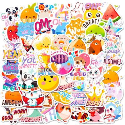 50 Schüler Belohnungssticker TEMU Kinder Kreis Cartoon Lob Ermutigung Schüler Belohnungssticker