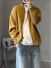 Men's Korean Style Stand Collar Zipper Knit Cardigan - Autumn/Winter Casual Loose Fit