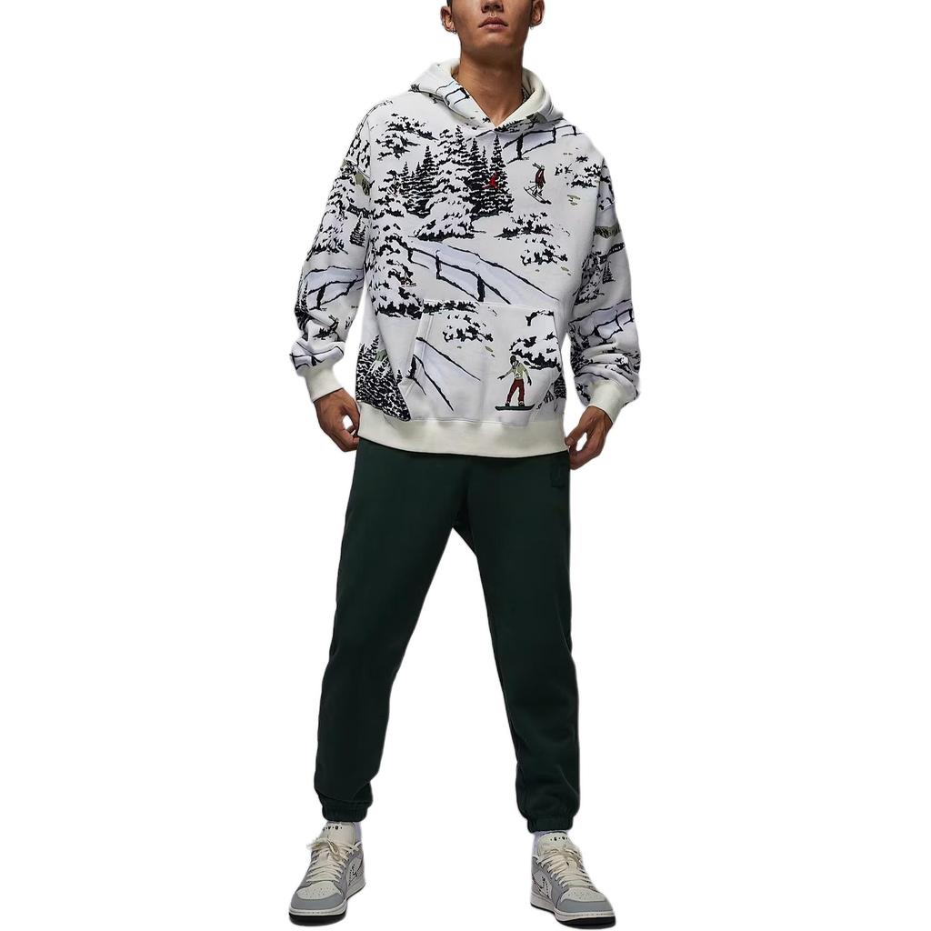 Jordan Brooklyn Fleece Lined Pullover All Over Print Hooded Sports Long Sleeved Sweatshirt Men's HV1051-133