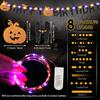 Hiboom Halloween Happy Birthday Banner with LED Lights - Light Up Glitter Pumpkin Bat Banner Decor with 8 Light Modes, Halloween Party Supplies for