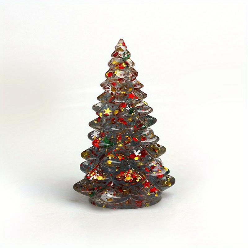 1Pc Natural Stone Crystal Resin Christmas Tree For Home Decor, Bring Good Luck, Healing, And Energy Balance