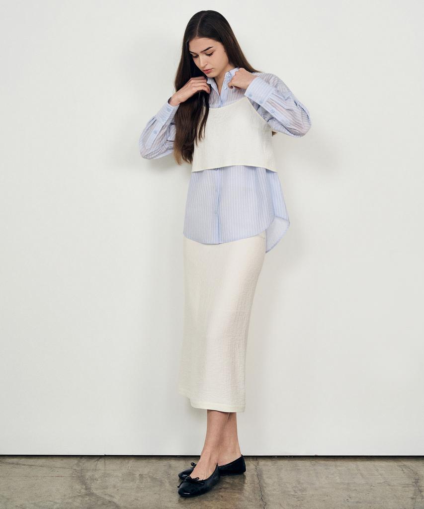 Laneonkyulleoseu Natural Slit Midi Skirt_Ivory