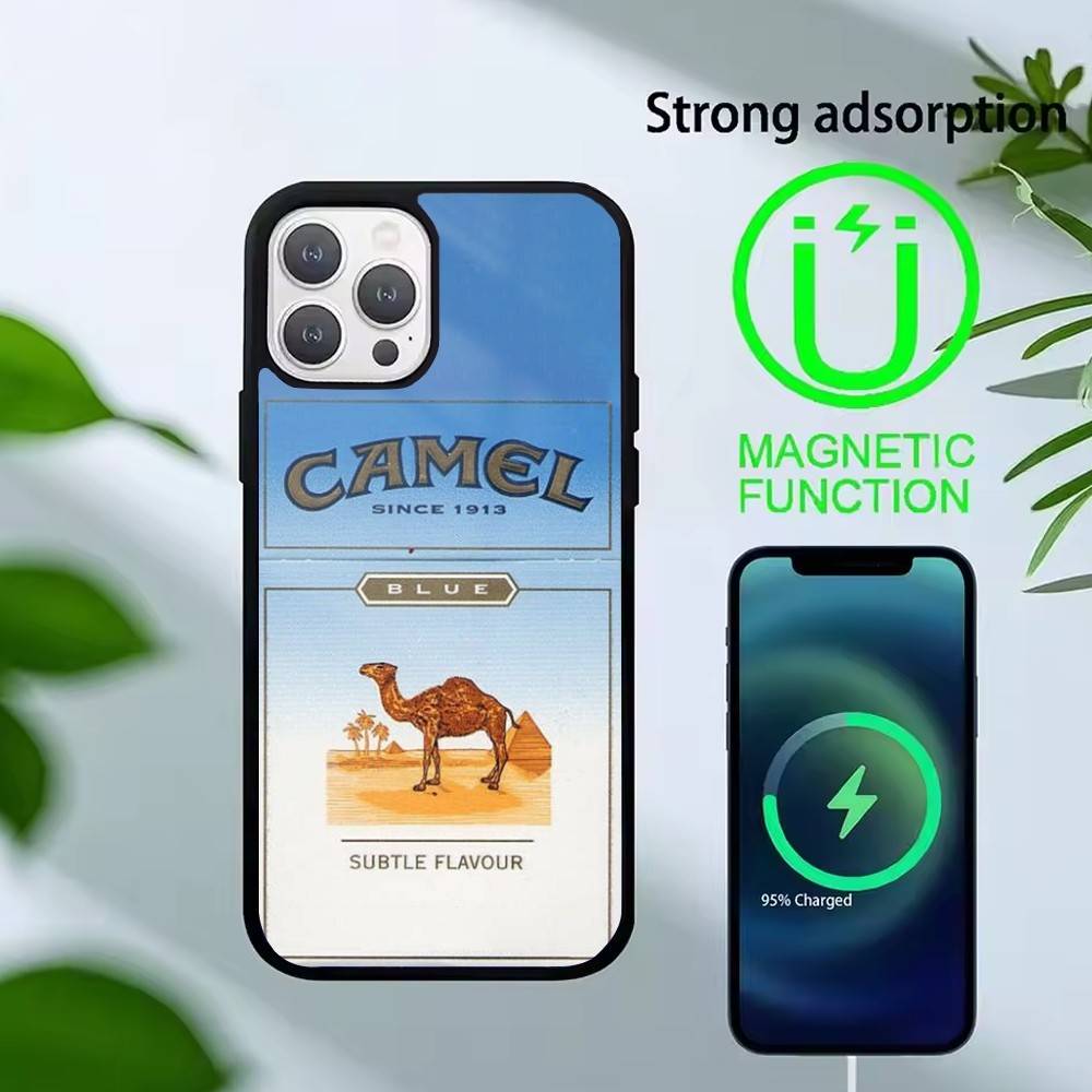 Cigarette-Brand Camel Phone Case For iPhone 14,16,15,13,17,12,Plus,Pro,Max Magnetic For Magsafe Frosted Cover