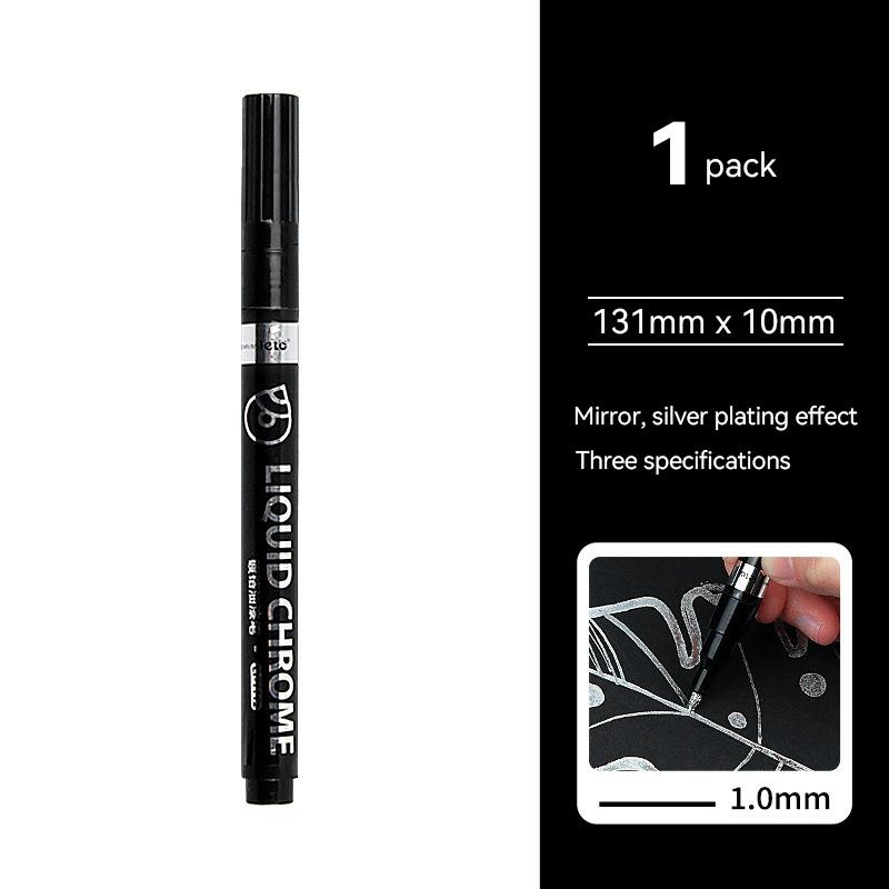 6/1pcs Chrome Pen Marker Reflective Mirror Electroplating Paint Repair Marker For Rock Ceramic Glass 0.8/1/2mm Nib Art Craftwork