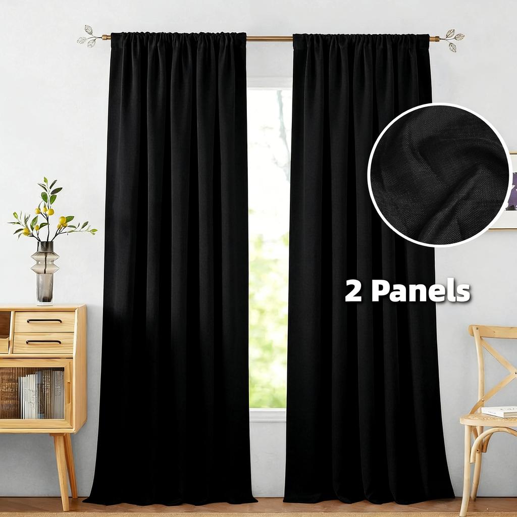 2 Paneele halbtransparente Vorhänge Leinenstruktur durchsichtige Fensterbehänge Lichtfilternde transluzente Paneele für Schlafzimmer Wohnzimmer Terrasse