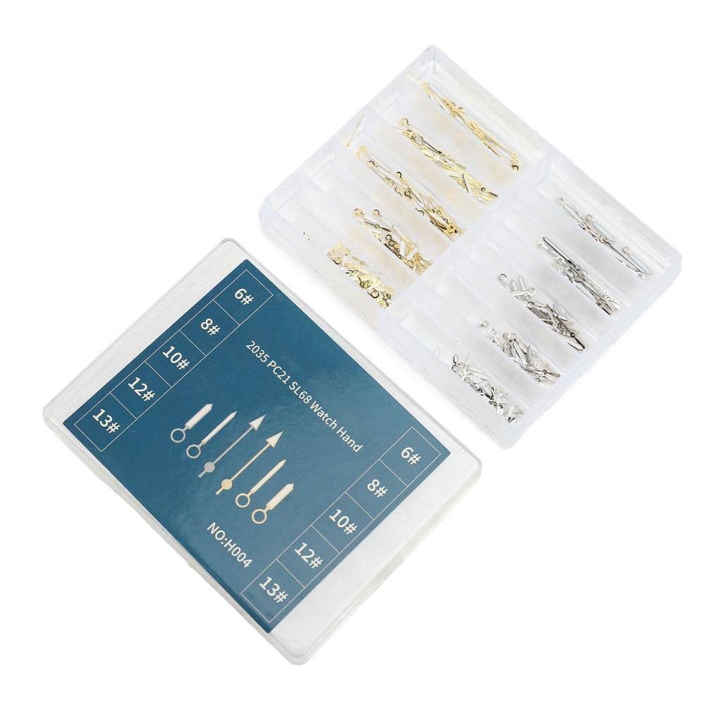 Full Set Gold Finish Watch Hands Replacement Silver Finish 100 Sets Luminous Watch Hands Metal Watch Hands Set Watch Maintenance
