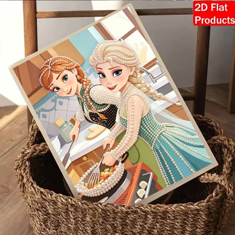 Disney Pearl Painting Anna and Elsa DIY Pearl Painting Gem Art Pearl Dot Painting Picture Crafts Adult Beginner Gifts Home Decor