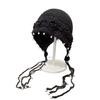 New simple hand-woven three-dimensional flower hat for women with a small face, imitation pearl tassel wool headhat, thin