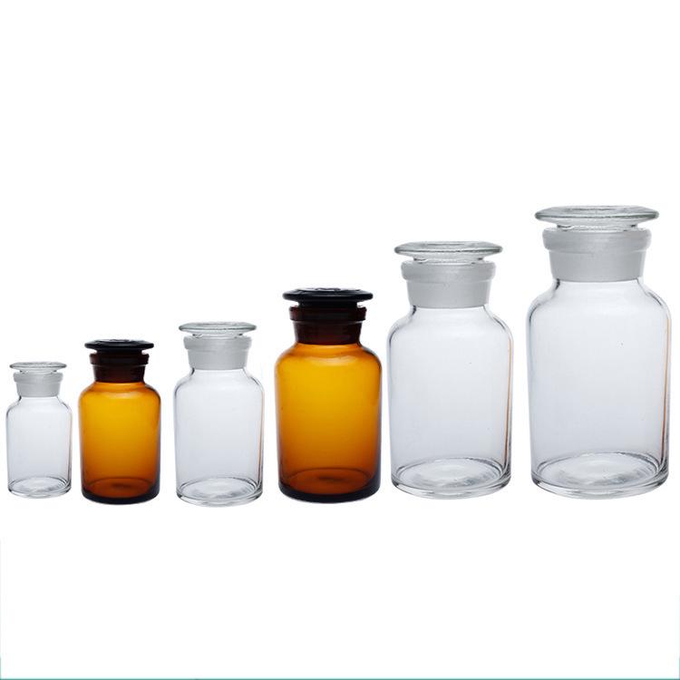 Brown Transparent Thickened Wide-Mouth Frosted Glass Reagent and Medicine Bottle