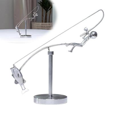 De Visser Balancerende Sculptuur Gepolijst Roestvrij Staal Visser Balancerend Handwerk Ornament Desktop Ambacht Decoratie