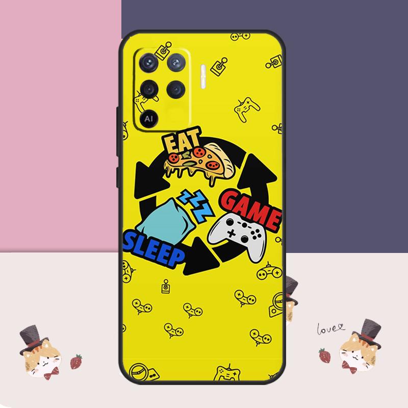 Eat Sleep Game Colorful Case For Oppo A94 A74 A54 A18 A38 A58 A78 A98 A80 A60 A40 A96 A76 A16 A15 A17 A57 A77 A5 Pro