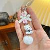 Y2K Cartoon Cat Plush Ball Beaded Mobile Phone Chain Cute Sweet Bow Kitten Phone Lanyard Keychain For Girls Camera Pendant