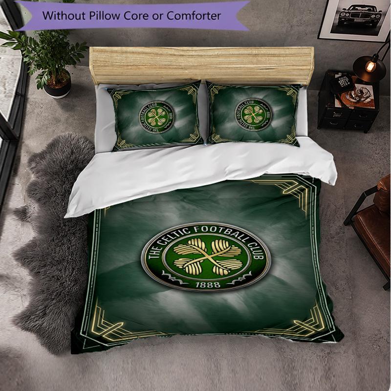 Celtic FC Themed Bedding 3Pcs Duvet Cover Set Decorative Bed Linen For Teen Room Home Decoration