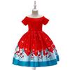 Christmas Children'S Dress Cartoon Printed Satin Cloth Performance Christmas Dance Performance Dress