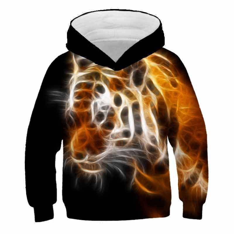 Autumn 3D Animal Tiger Pattern Printed Top Fashionable Casual Long Sleeved Children's Boy Hoodies
