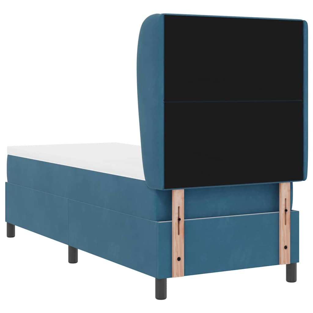 Box Spring Bed with Mattress Dark Blue 200 x 80 cm Velvet