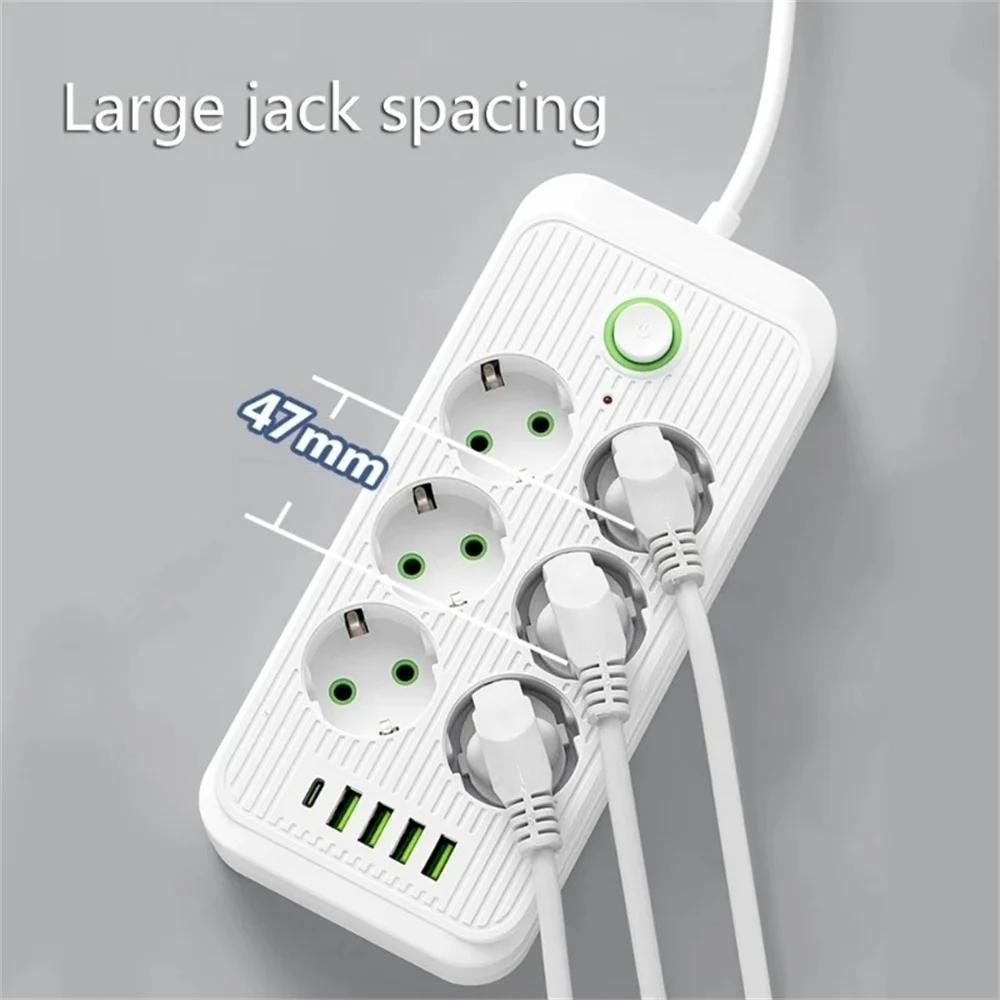2m elektrický prodlužovací kabel s konektorem EU, zásuvky 4 USB 1 typ C, rychlé nabíjení, síťový filtr, adaptér, prodlužovací kabel s vícenásobnou zásuvkou