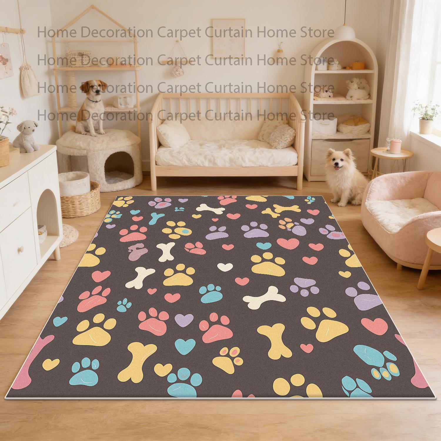 

Pet Paw Print Pattern Rug Modern Styles Living Room Decoration Lounge Soft Rug Washable Antiskid Bedroom Floor Mats Large Size 80cm x 120cm