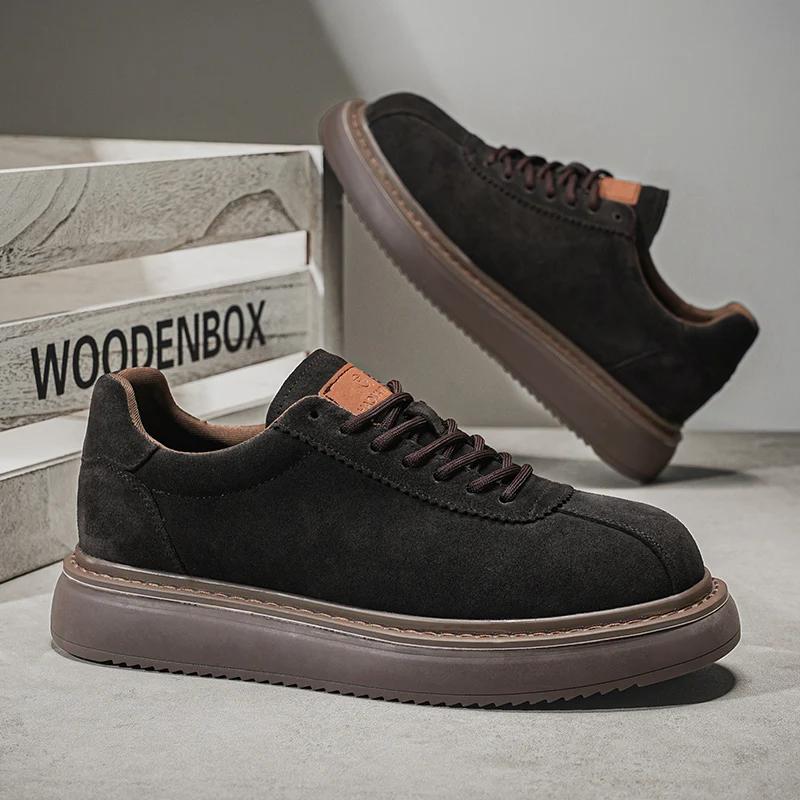 Brand Men Casual Genuine Leather Shoes Thick Bottom Office Oxford Business Shoes Comfy Antiskid Outdoor Running Sneakers Shoes