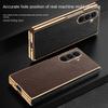Luxury Business Sle Lichee Leather Skin Feel Phone Case for Samsung Galaxy Z Fold 7 Plating Shockproof Protect Back Cover