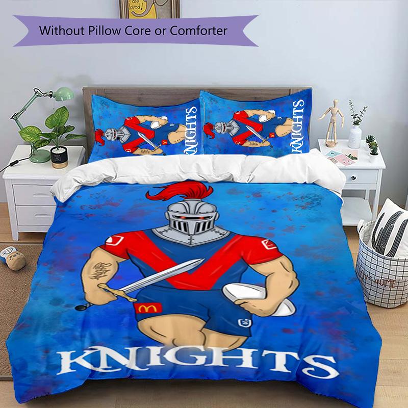 Knights 3pcs Bedding Set Duvet Cover Closure Includes 1 Duvet Cover & 2 Pillowcases for All Seasons Bedroom Home Dorm Decor