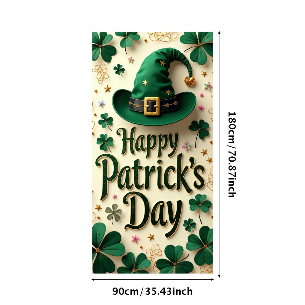 St Patricks Day Backdrop Banner Leprechaun Hat Shamrock Party Background Celebration Photography Props Event Supplies Decoration