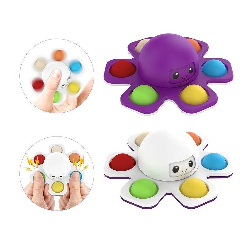 Żyroskop na opuszek palca przeciwciśnieniowy push bubble Fidget Spinner zabawka do naciskania zmieniająca twarz dziecięcy ośmiornica na opuszek palca bąbelkowa muzyka