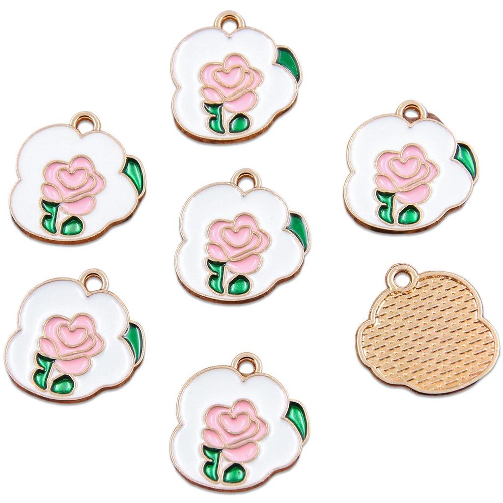16 Styles KC Gold Drop Oil Fresh Flower Valentine's Day Pendant Charms - Premium and Creative Ornaments