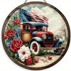 1pc 2d Flat Retro Round Wooden Sign Flower Market Flower Truck, Novel and Interesting Garage Bar Kitchen Home Family Friend Gift Wooden Sign- 20cm