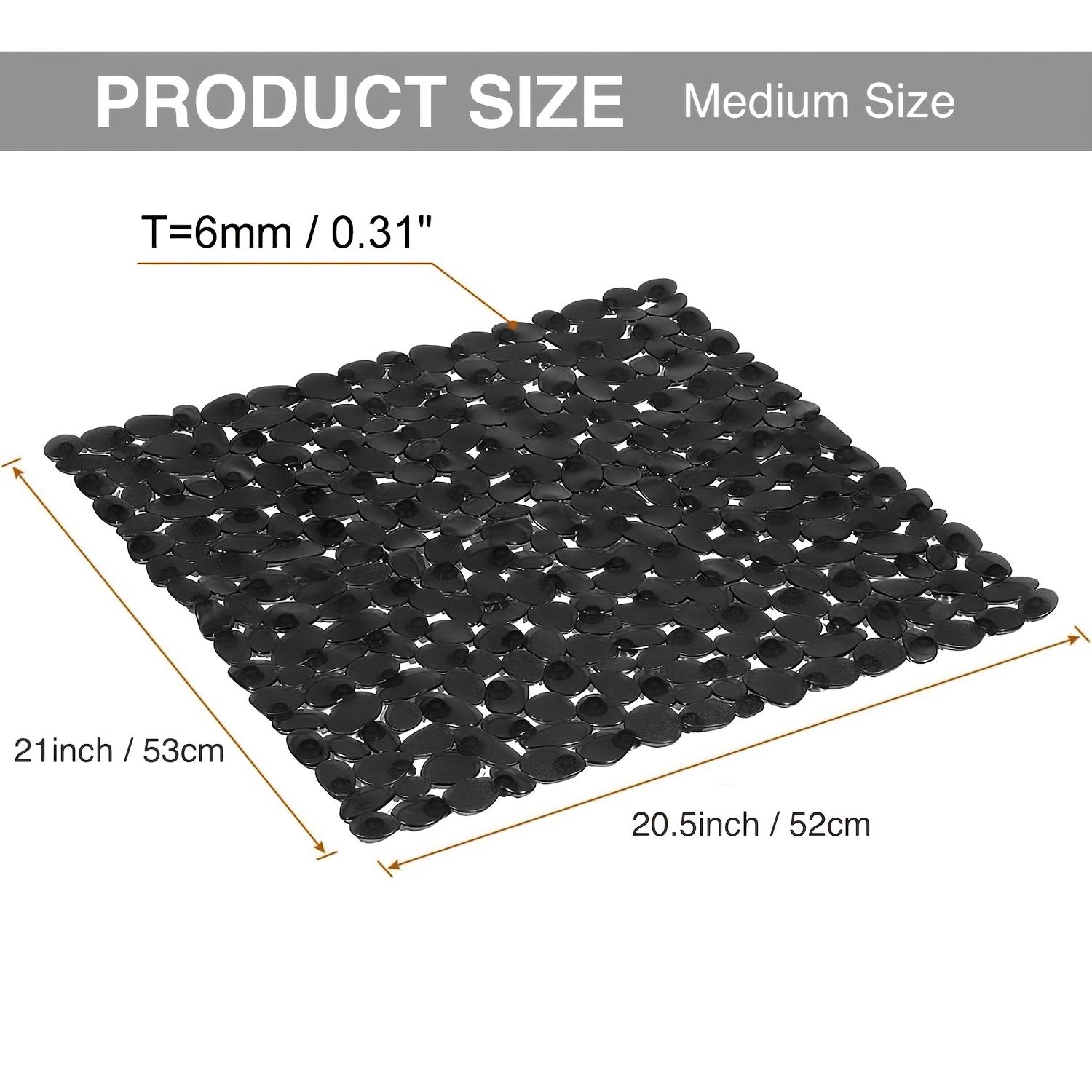 

Pebble Bath Mat Non-Slip Shower Floor Pad Stone Texture Plastic Bathroom Rug with Suction Cups Square Anti-Slip Mat чорний