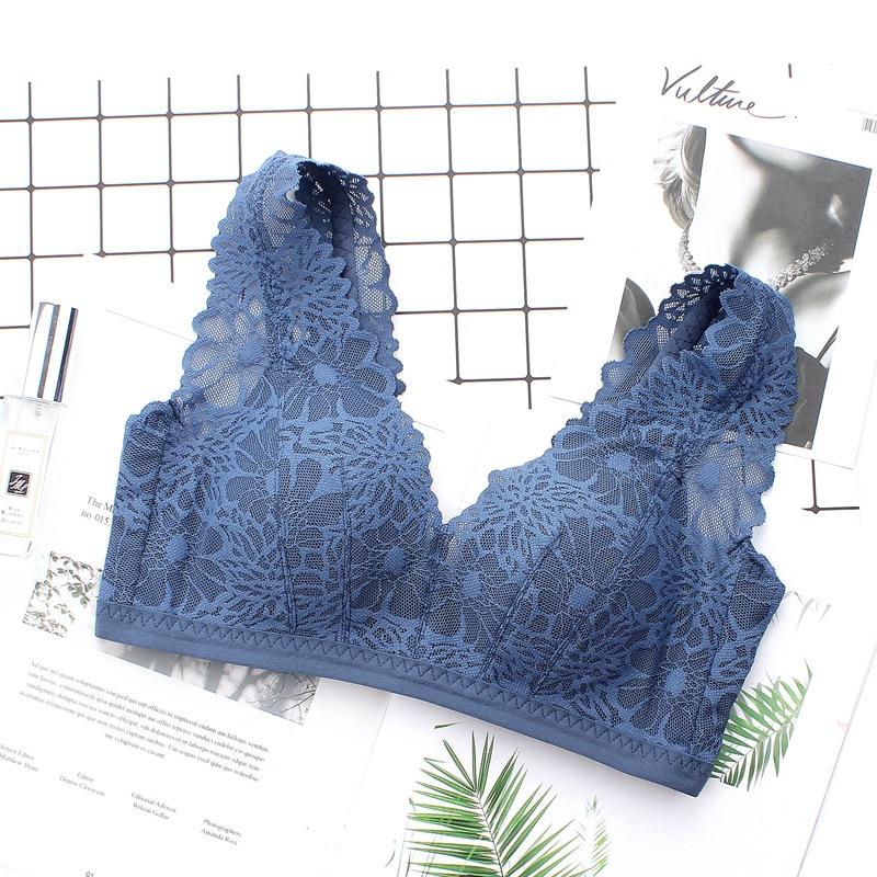 Manufacturer wholesale new vest lace bra without steel ring gathering small chest underwear comfortable thin cup