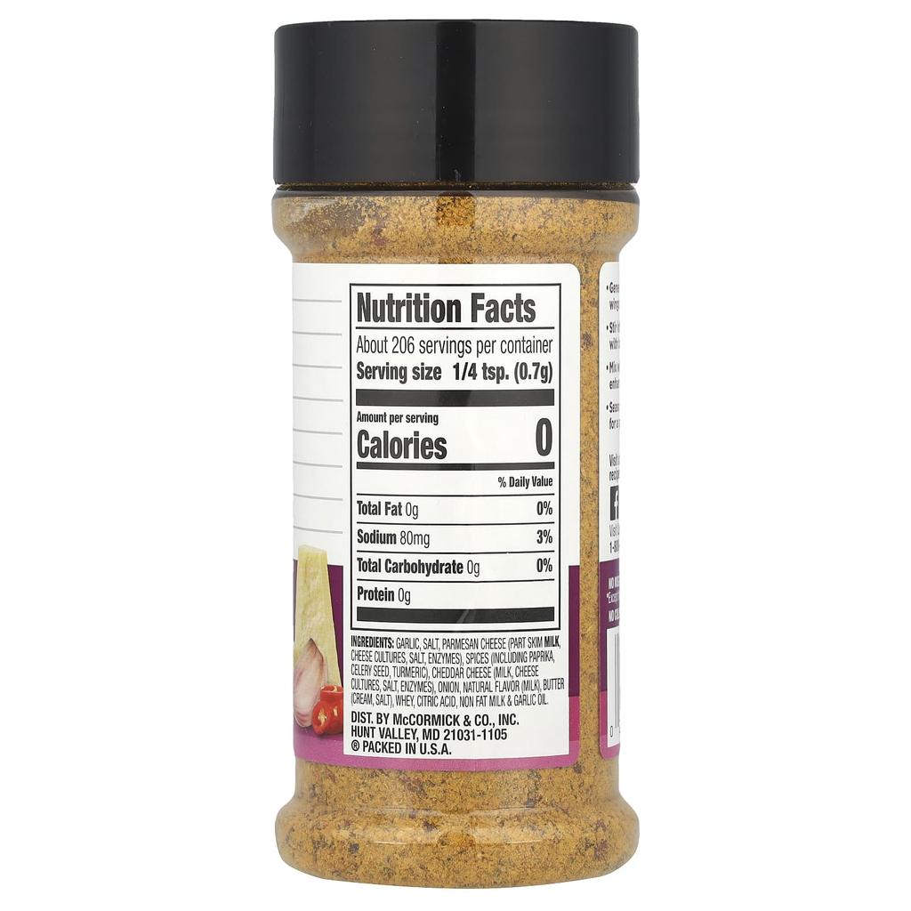 Lawry's Seasoning, Hot Garlic Parmesan, 144g (5.11oz)