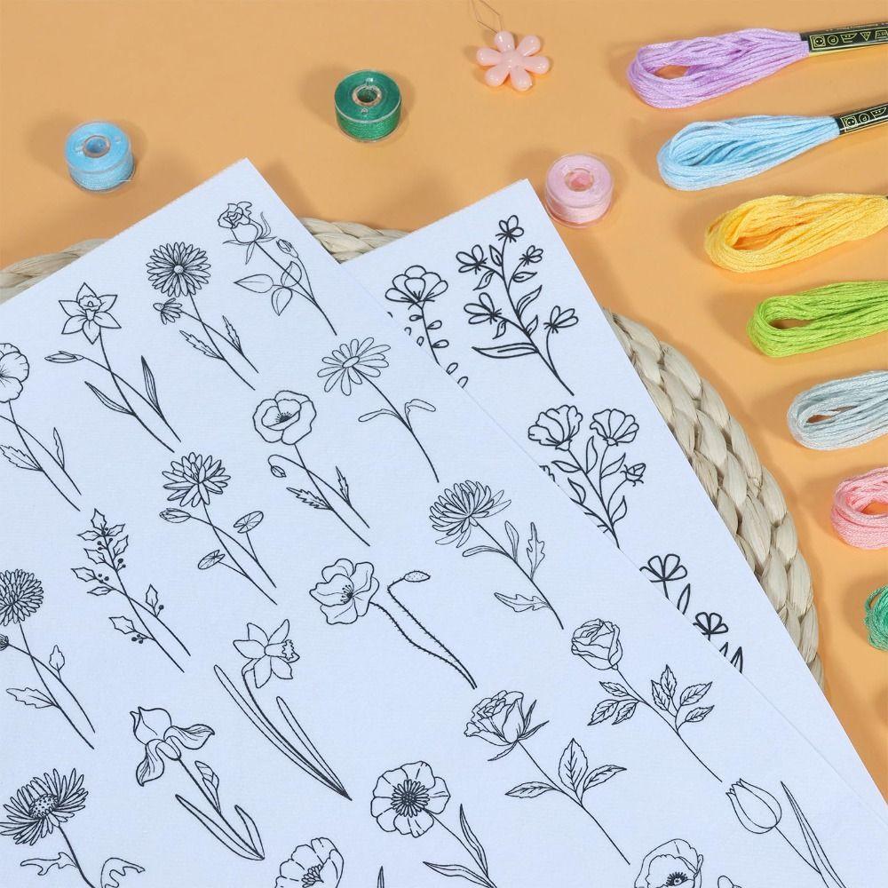Water Soluble Flower Embroidery Patternser Animal Patterns Daisy Flowers Stick and Stitch Embroidery Paper Hand Sewing DIY