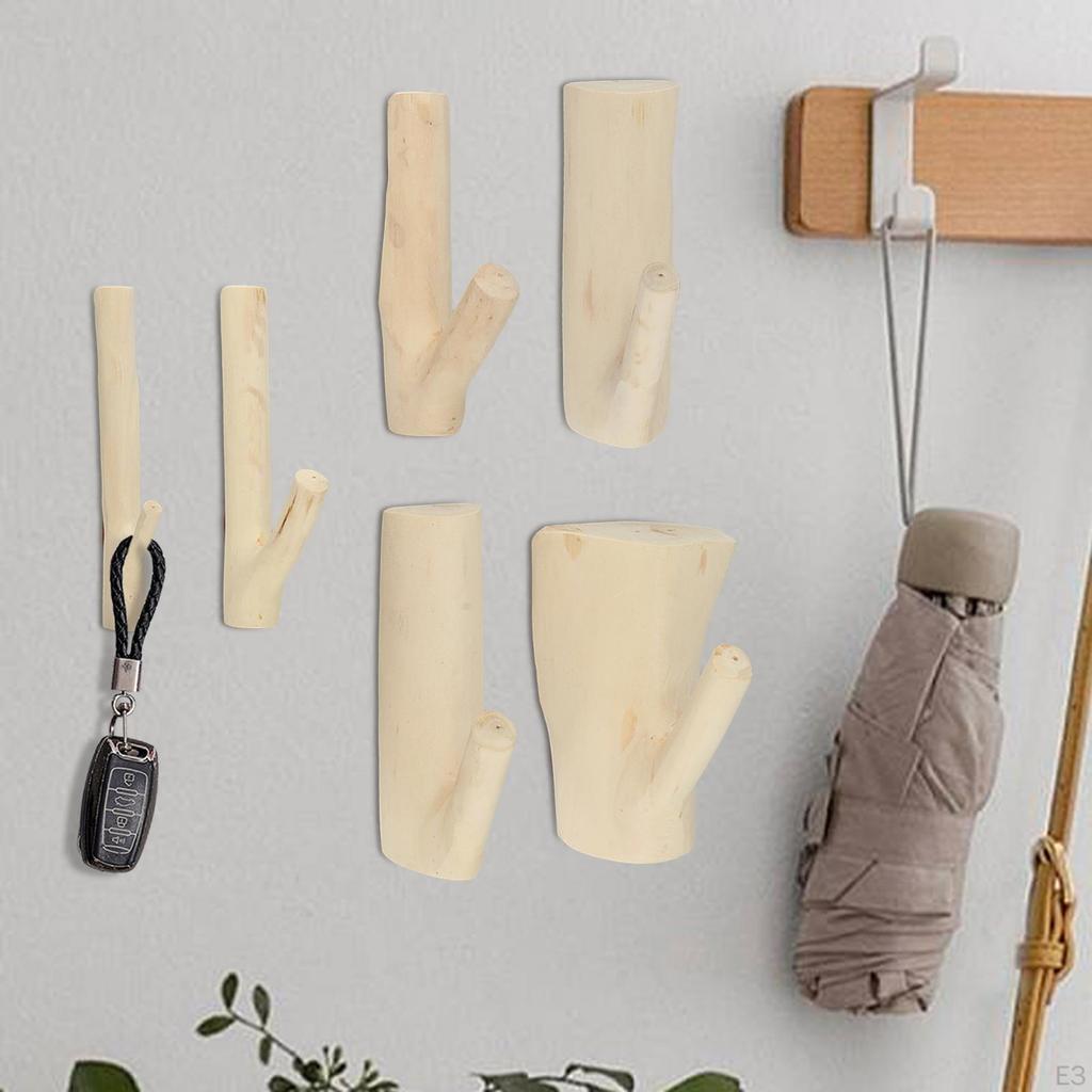 Decorative Wood Hook, Rustic Hat Coat Wall Sticker Key Holder, Tree Branch Hook for