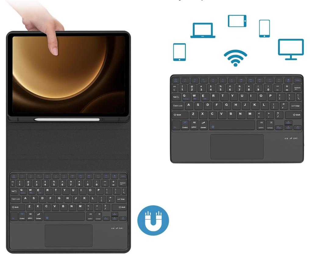 Custodia tastiera con touchpad per Samsung Galaxy Tab S10 FE Plus S10 FE+ 13,1"
