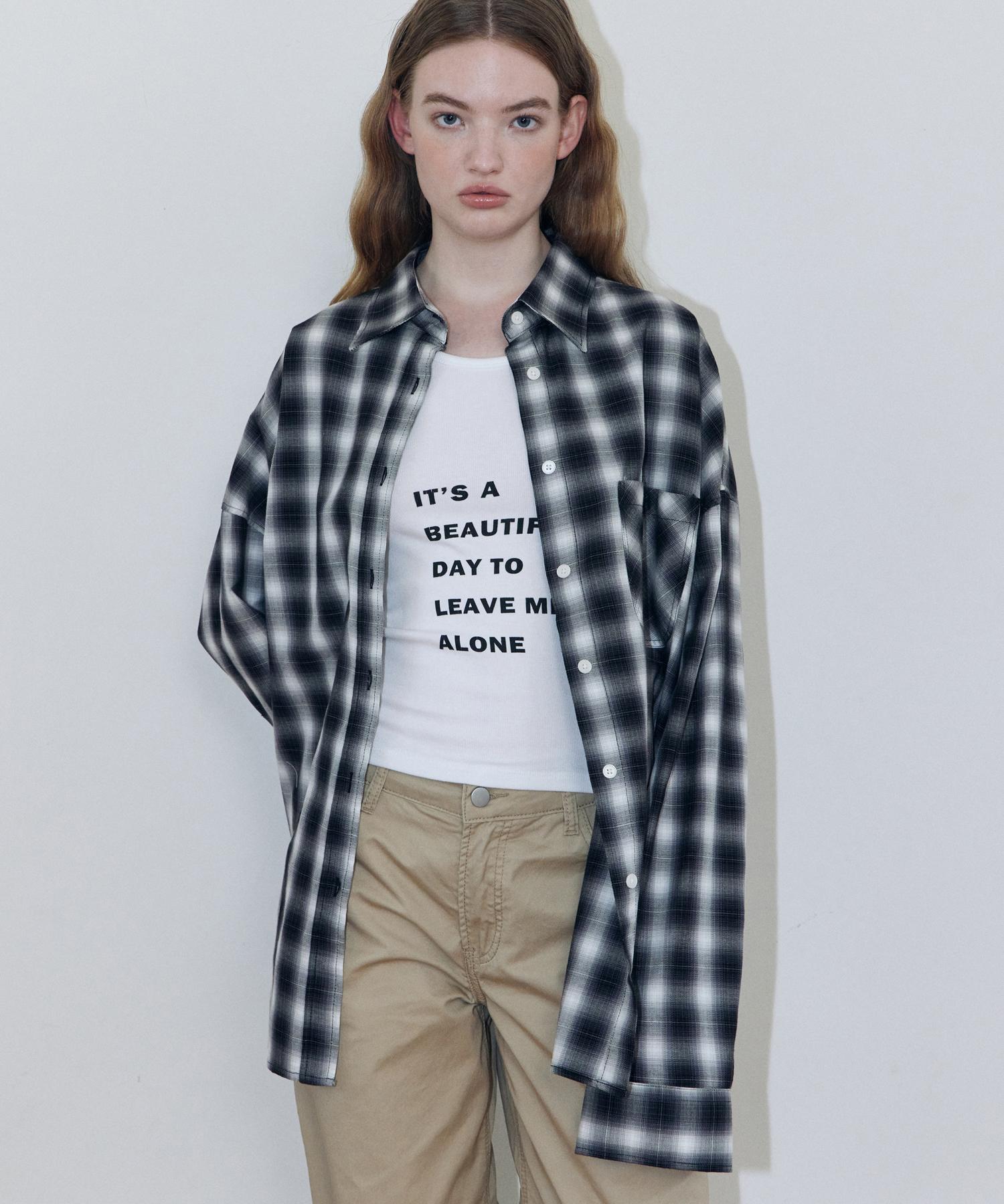 Lady Volume Classic Check Shirt (Black) Black/Free