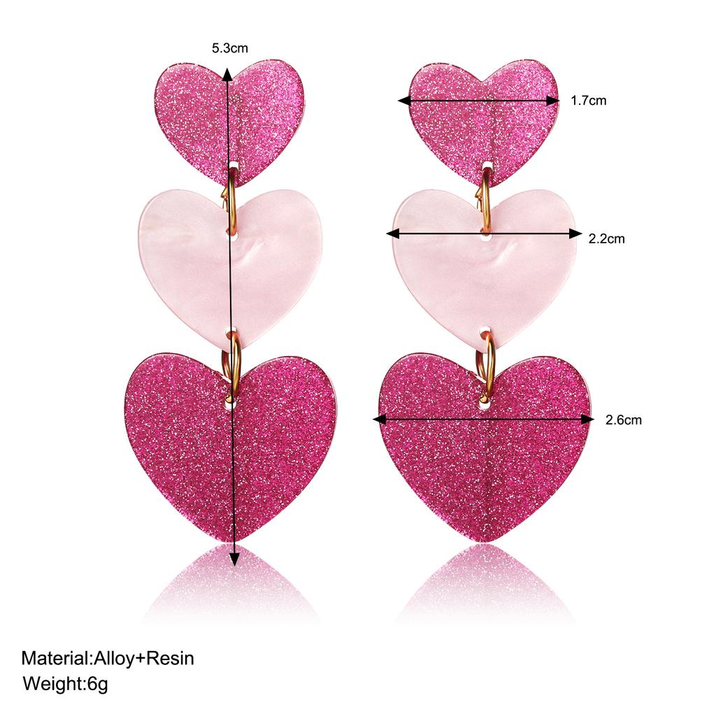 2PCS Brincos de Pino Românticos de Coração Rosa para Mulheres Meninas Fofos Amor Vazado Conjunto de Brincos Gangster Joias de Personalidade Nova Moda Presentes