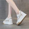 2026 New Board Shoes for Women's Leather Shoes Versatile Thick Soled Muffin Shoes High Rise Casual female Single Shoe Sneakers