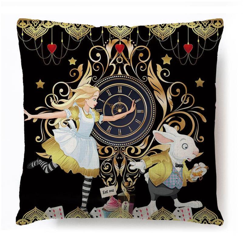 

Alice In Print Wonderland Cartoon Pillow Case Cotton Linen Square Cover Cushion Y
