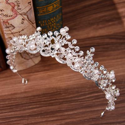 New Korean Style Rhinestone Pearl Crown, Fashionable Beaded Alloy Bridal Tiara, Hair Accessories, Wedding Accessories