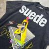 Unisex Shirt Cotton Oversize Large Size Vintage Suede Rock Band Tour Short Sleeve Black Color Classic