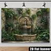 Mural Ogrodu Botanicznego z Kamienną Fontanną i Wiszącymi Pnączami
