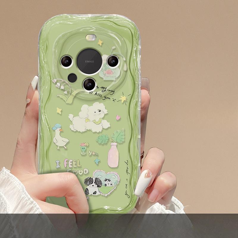 Suitable for Huawei Mate60Pro Mobile Phone Case Nova12 Summer Fresh Puppy Bracket Chain Honor 100 Transparent