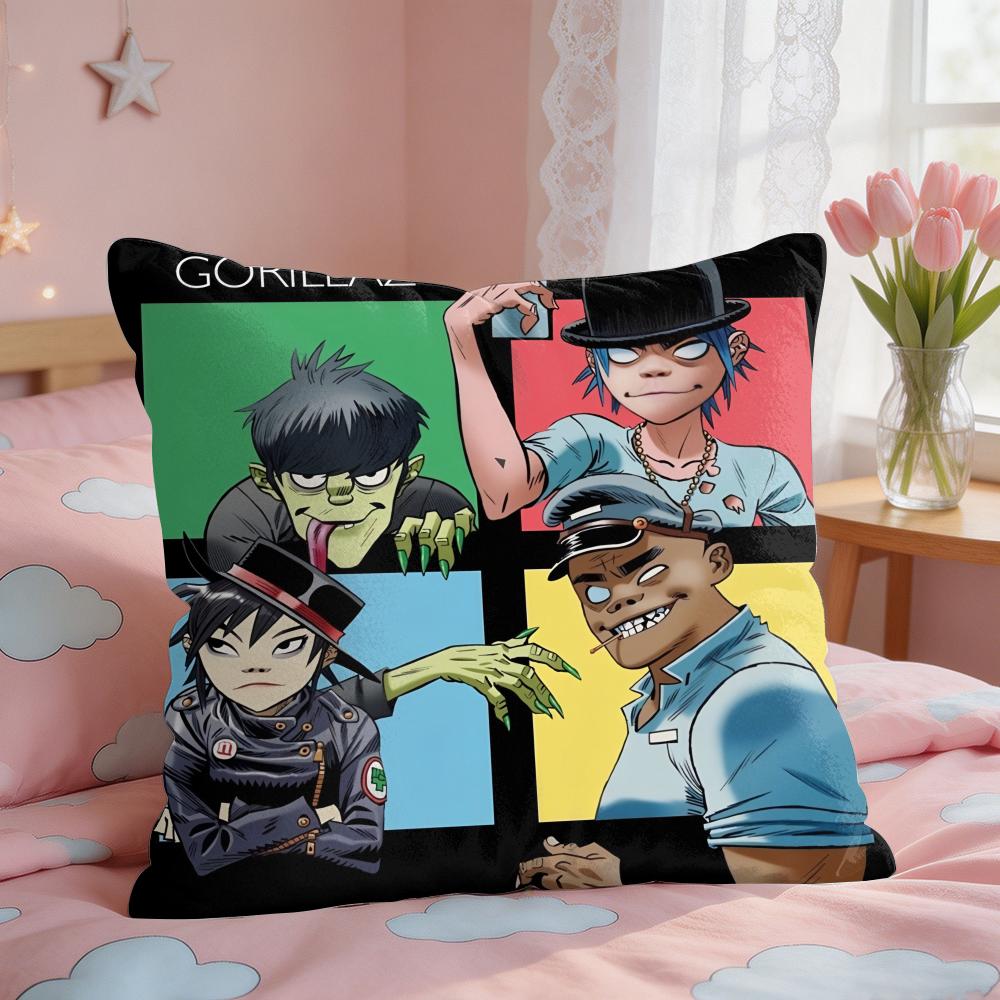 GGorillaz Band Anime Cushion Cover Square Short Plush Pillow Case Living Room Sofa Home Decor Funda X