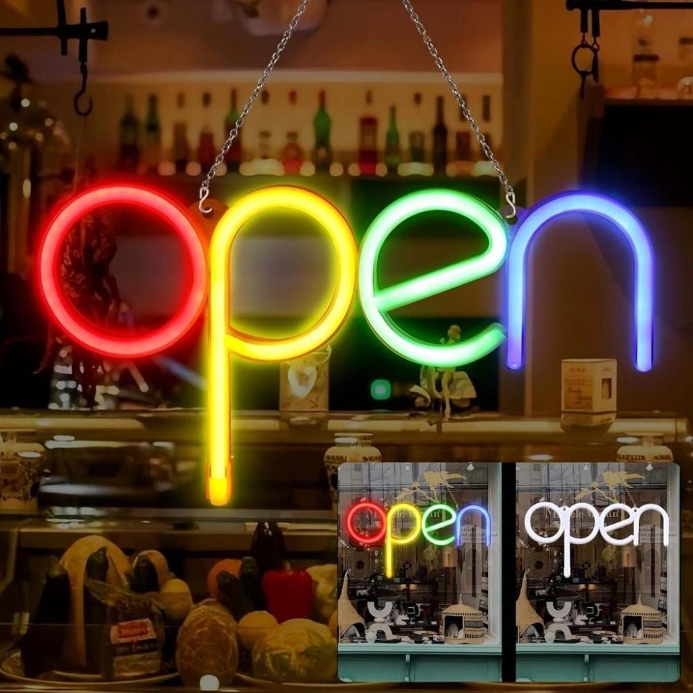 Battery Powered OPEN Letters Neon Lights Colorful Night Lamps LED Neon Sign Light Office Signage