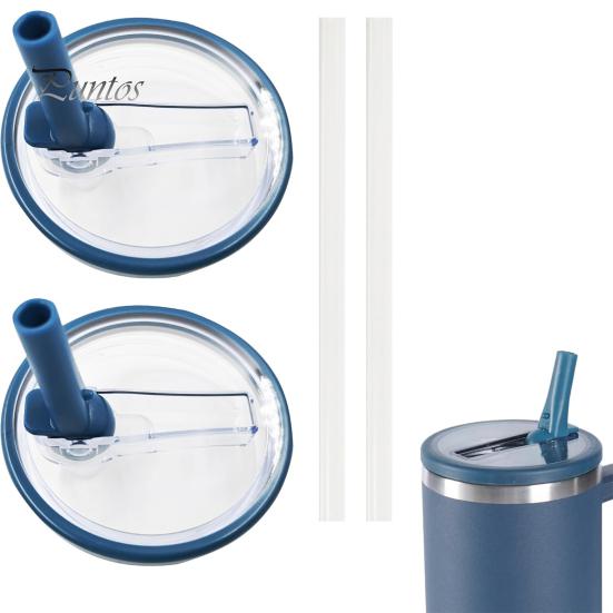 2Pcs 40 Oz Tumbler Flip Straw Lid Replacement Leak-Proof Spill Resistant Lids BPA-Free Reusable Cover for Cup